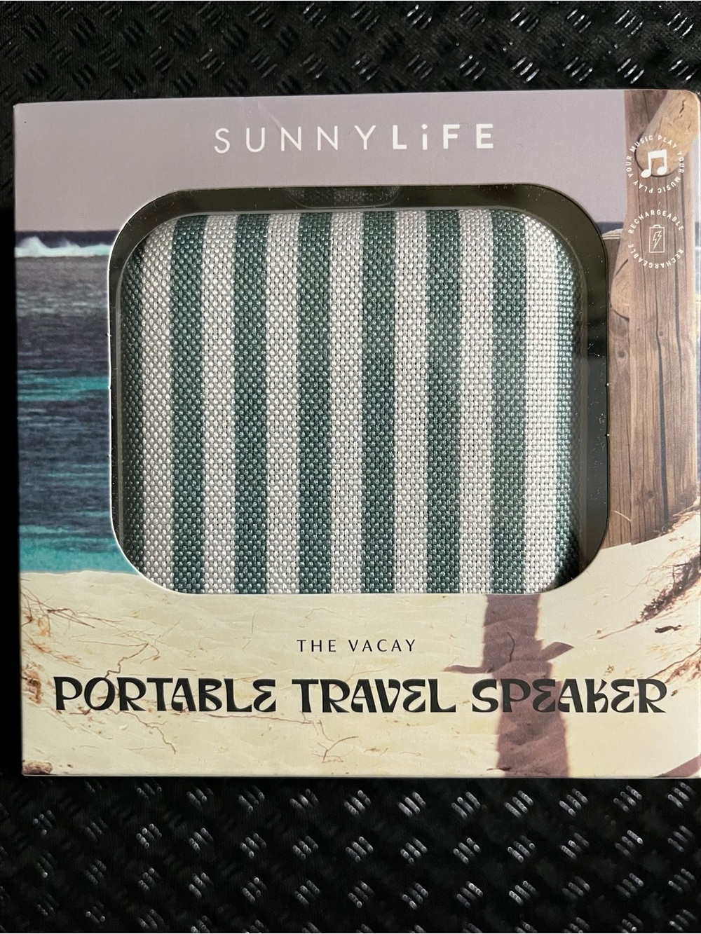 Sunnylife Portable Travel Speaker - Green & White Stripes